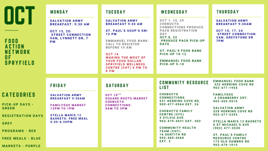 October Food Network Calendar